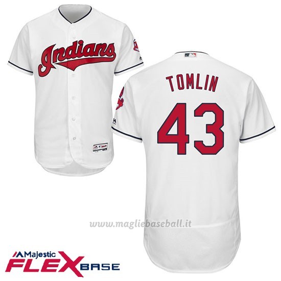 Maglia Baseball Uomo Cleveland Indians Josh Tomlin Bianco 1ªFlex Base